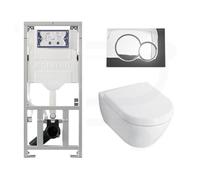 Villeroy & Boch Subway 2.0 Ensemble encastré avec WC suspendu blanc abattant softclose plaque de commande chrome 0124005/0701131/0124060/0700519/
