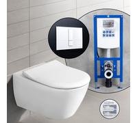 Villeroy & Boch Subway 2.0 Pack complet cuvette suspendue et bâti-support neeos,, 5614R2R1+16791WH#SET,