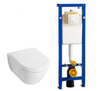 Villeroy & Boch Subway 2.0 pack WC avec abattant luxe, réservoir Wisa et bouton Argos Blanc 0124005/0124060/0704406/
