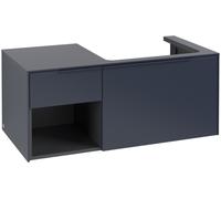 Villeroy & Boch Subway 3.0 armoire sous lavabo, 2 tiroirs, lavabo à droite, élément d'étagère en bas à gauche, 1001x422,5x516mm, C57102VQ, Couleur: Avant/carcasse : Bleu marine, Poignée : Bleu marine