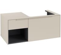 Villeroy & Boch Subway 3.0 armoire sous lavabo, 2 tiroirs, lavabo à droite, élément d'étagère en bas à gauche, 1001x422,5x516mm, C57102VN, Couleur: Avant/carcasse : Gris Cachemire, poignée : Gris Cach