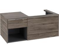 Villeroy & Boch Subway 3.0 armoire sous lavabo, 2 tiroirs, lavabo à droite, élément d'étagère en bas à gauche, 1001x422,5x516mm, C57100RK