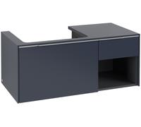 Villeroy & Boch Subway 3.0 armoire sous lavabo, 2 tiroirs, lavabo à gauche, élément d'étagère en bas à droite, 1001x422,5x516mm, C57200VQ, Couleur: Face/carcasse : bleu marine, poignée : aluminium bri