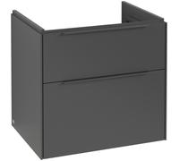 Villeroy & Boch Subway 3.0 armoire sous lavabo, éclairage LED, 2 tiroirs, 622x576x478mm, C576L2VR, Couleur: Avant/carcasse : Graphite, Poignée : Graphite