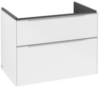Villeroy & Boch Subway 3.0 armoire sous lavabo, éclairage LED, 2 tiroirs, 772x576x478mm, C574L0VE, Couleur: Face/carcasse : Blanc brillant, poignée : aluminium brillant