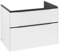 Villeroy & Boch Subway 3.0 armoire sous lavabo, éclairage LED, 2 tiroirs, 772x576x478mm, C574L1VE, Couleur: Façade/carcasse : Blanc Brillant, poignée : Noir Volcan