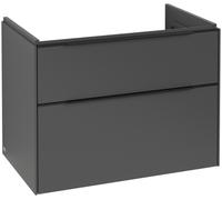 Villeroy & Boch Subway 3.0 armoire sous lavabo, éclairage LED, 2 tiroirs, 772x576x478mm, C574L1VR, Couleur: Avant/corps : Graphite, poignée : Volcano Black