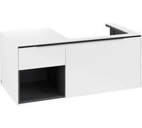 Villeroy & Boch Subway 3.0 armoire sous lavabo, éclairage LED, 2 tiroirs, lavabo à droite, élément d'étagère en bas à gauche, 1001x422,5x516mm, C571L1VE