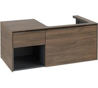 Villeroy & Boch Subway 3.0 armoire sous lavabo, éclairage LED, 2 tiroirs, lavabo à droite, élément d'étagère en bas à gauche, 1001x422,5x516mm, C571L1VH