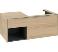 Villeroy & Boch Subway 3.0 armoire sous lavabo, éclairage LED, 2 tiroirs, lavabo à droite, élément d'étagère en bas à gauche, 1001x422,5x516mm, C571L0VJ