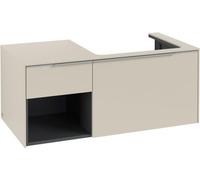 Villeroy & Boch Subway 3.0 armoire sous lavabo, éclairage LED, 2 tiroirs, lavabo à droite, élément d'étagère en bas à gauche, 1001x422,5x516mm, C571L0VN