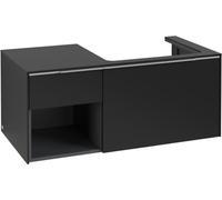 Villeroy & Boch Subway 3.0 armoire sous lavabo, éclairage LED, 2 tiroirs, lavabo à droite, élément d'étagère en bas à gauche, 1001x422,5x516mm, C571L0VL
