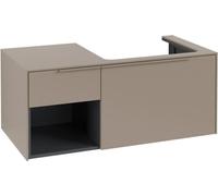Villeroy & Boch Subway 3.0 armoire sous lavabo, éclairage LED, 2 tiroirs, lavabo à droite, élément d'étagère en bas à gauche, 1001x422,5x516mm, C571L2VM