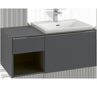 Villeroy & Boch Subway 3.0 armoire sous lavabo, éclairage LED, 2 tiroirs, lavabo à droite, élément d'étagère en bas à gauche, 1001x422,5x516mm, C571L1AB