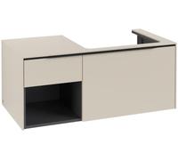 Villeroy & Boch Subway 3.0 armoire sous lavabo, éclairage LED, 2 tiroirs, lavabo à droite, élément d'étagère en bas à gauche, 1001x422,5x516mm, C571L1VN