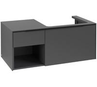 Villeroy & Boch Subway 3.0 armoire sous lavabo, éclairage LED, 2 tiroirs, lavabo à droite, élément d'étagère en bas à gauche, 1001x422,5x516mm, C571L1VR