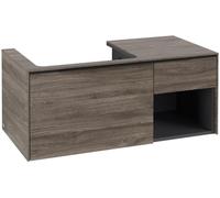 Villeroy & Boch Subway 3.0 armoire sous lavabo, éclairage LED, 2 tiroirs, lavabo à gauche, élément d'étagère en bas à droite, 1001x422,5x516mm, C572L1RK