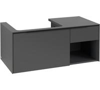 Villeroy & Boch Subway 3.0 armoire sous lavabo, éclairage LED, 2 tiroirs, lavabo à gauche, élément d'étagère en bas à droite, 1001x422,5x516mm, C572L1VR