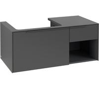 Villeroy & Boch Subway 3.0 armoire sous lavabo, éclairage LED, 2 tiroirs, lavabo à gauche, élément d'étagère en bas à droite, 1001x422,5x516mm, C572L2VR