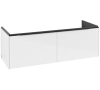 Villeroy & Boch Subway 3.0 armoire sous lavabo, éclairage LED, 2 tiroirs, lavabo au centre, 1272x429x478mm, C601L1VE, Couleur: Façade/carcasse : Blanc Brillant, poignée : Noir Volcan