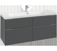 Villeroy & Boch Subway 3.0 armoire sous lavabo, éclairage LED, 4 tiroirs, lavabo au centre, 1272x576x478mm, C602L1AH