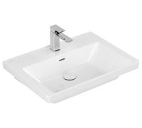 Villeroy & Boch Subway 3.0, lavabo rectangulaire, 1 trou pour robinetterie, avec trop-plein, compatible avec robinetterie 3 trous, 650x470mm, 4A7065R1, Couleur: Céramique blanche Plus