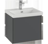 Villeroy & Boch Subway 3.0 Meuble sous-lavabo, éclairage LED, 1 tiroir, 523x429x448mm, C579L1AF, Couleur: façade/corps : Soft Green, poignée : Volcano Black