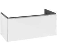 Villeroy & Boch Subway 3.0 Meuble sous-lavabo, éclairage LED, 1 tiroir, 973x429x478mm, C569L0VE, Couleur: Face/carcasse : Blanc brillant, poignée : aluminium brillant