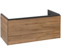 Villeroy & Boch Subway 3.0 Meuble sous-lavabo, éclairage LED, 1 tiroir, 973x429x478mm, C569L1RH, Couleur: Façade/carcasse : Chêne du Kansas, poignée : Noir Volcan