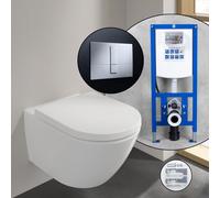 Villeroy & Boch Subway 3.0 Pack complet cuvette suspendue et bâti-support neeos,, 4670TS01+16791CR#SET,
