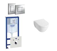 Villeroy & Boch Subway Compact Pack WC - réservoir encastré - à fond creux WC suspendu - plaque de déclenchement verticale/horizontale - chrome 0720001/0729205/1024232/1025456/