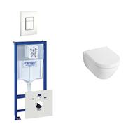 Villeroy & Boch Subway Compact Pack WC - réservoir encastré - à fond creux WC suspendu - plaque de déclenchement verticale/horizontale - blanc 0720003/0729205/1024232/1025456/