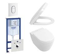 Villeroy & Boch Subway CompactSet WC - chasse directe - réservoir encastré - à fond creux WC suspendu - plaque de déclenchement verticale - blanc 0729205/0729242/1024232/1025456/