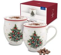 Villeroy & Boch - Toy's Delight Mug avec Anse 2 Pièces Rouge et Blanc, Garanti Lave-Vaisselle, Compatible Micro-Ondes, Tasse à Café Noël, Tasse Noel, Gobelet De Noel, Porcelaine Haut De Gamme