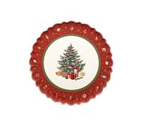 Villeroy & Boch Toy's Delight Plat à gâteau rond, 33 cm, Porcelaine Premium, Rouge/Vert