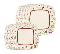 Villeroy & Boch Toy's Delight Service de table 8 pièces | Assiettes plates et petit-déjeuner carrées pour 4 personnes | Vaisselle de Noël | Assiettes de Noël | Porcelaine de qualité supérieure | Blanc