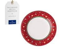 Villeroy & Boch - Toy's Delight Specials Assiette Plate Rouge, Garanti Lave-Vaisselle, Compatible Micro-Ondes, Vaisselle, Article de Noël, Décoration Noël Table, Porcelaine Haut de Gamme