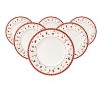 Villeroy & Boch Toy's Delight Specials Lot de 6 assiettes plates, rouges et blanches, passent au lave-vaisselle, au micro-ondes, assiettes, vaisselle, assiettes plates, vaisselle de Noël, jouets en