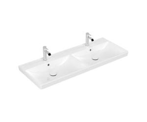 Villeroy & Boch V&B Avento Meuble double vasque 120x47 cm, coin, 2x trou robinet, avec trop-plein, blanc Quantité:1