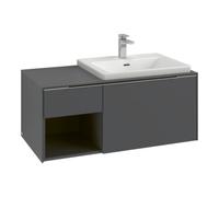 Villeroy & Boch Subway 3.0 armoire sous lavabo, éclairage LED, 2 tiroirs, lavabo à droite, élément d'étagère en bas à gauche, 1001x422,5x516mm, C571L0AF