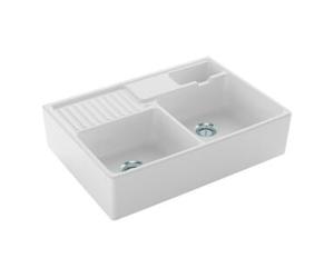 Villeroy & Boch V&B Évier double bac avec égouttoir, mitigeur, blanc alpin C-plus Quantité:1