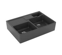 Villeroy & Boch V&B Évier double bac avec vidage, garniture, mitigeur, gris C-plus Quantité:1