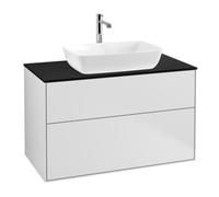 Villeroy & Boch V&B Finion Meuble sous lavabo 100x60,3 cm, plaque de fixation bleue, blanc avec Lac Quantité:1
