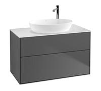 Villeroy & Boch V&B Finion Meuble sous-lavabo 100x60,3cm, Éclairage mural, Plaque de fermeture blanche, Anthracite Quantité:1