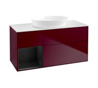 Villeroy & Boch V&B Finion Meuble sous lavabo 120 cm, blanc mat, réglette bleue mate, poignée mate Quantité:1