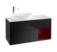 Villeroy & Boch V&B Finion Meuble sous lavabo 120 cm, éclairage mural, blanc mat, réglette en métal laqué, bleu mat laqué Quantité:1