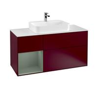 Villeroy & Boch V&B Finion Meuble sous lavabo 120 cm, éclairage mural, placage bois, tiroir gauche, olivier mat, laqué, poignée métallique Quantité:1