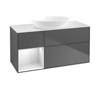 Villeroy & Boch V&B Finion Meuble sous-lavabo 120 cm, Placage bois, Réglette blanche, Anthracite m Quantité:1