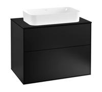 Villeroy & Boch V&B Finion Meuble sous lavabo 80x60,3cm, éclairage mural, plaque de fixation bleue mate, laqué bleu mat Quantité:1