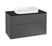Villeroy & Boch V&B Finion Meuble sous lavabo avec éclairage mural 100x60,3 cm, plaque de fixation bleue, anthracite mat Quantité:1